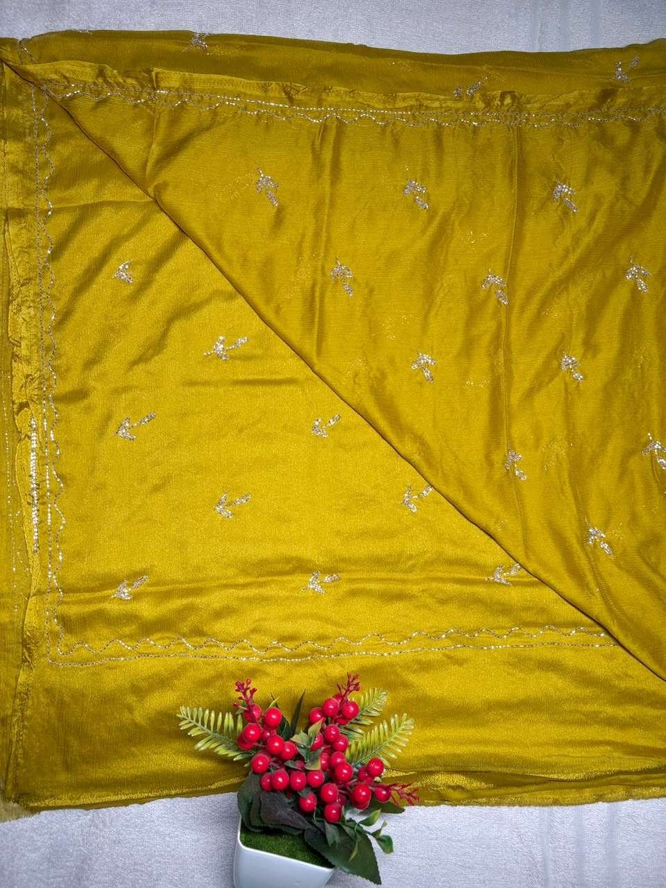 Mehendi Green Chiffon Saree